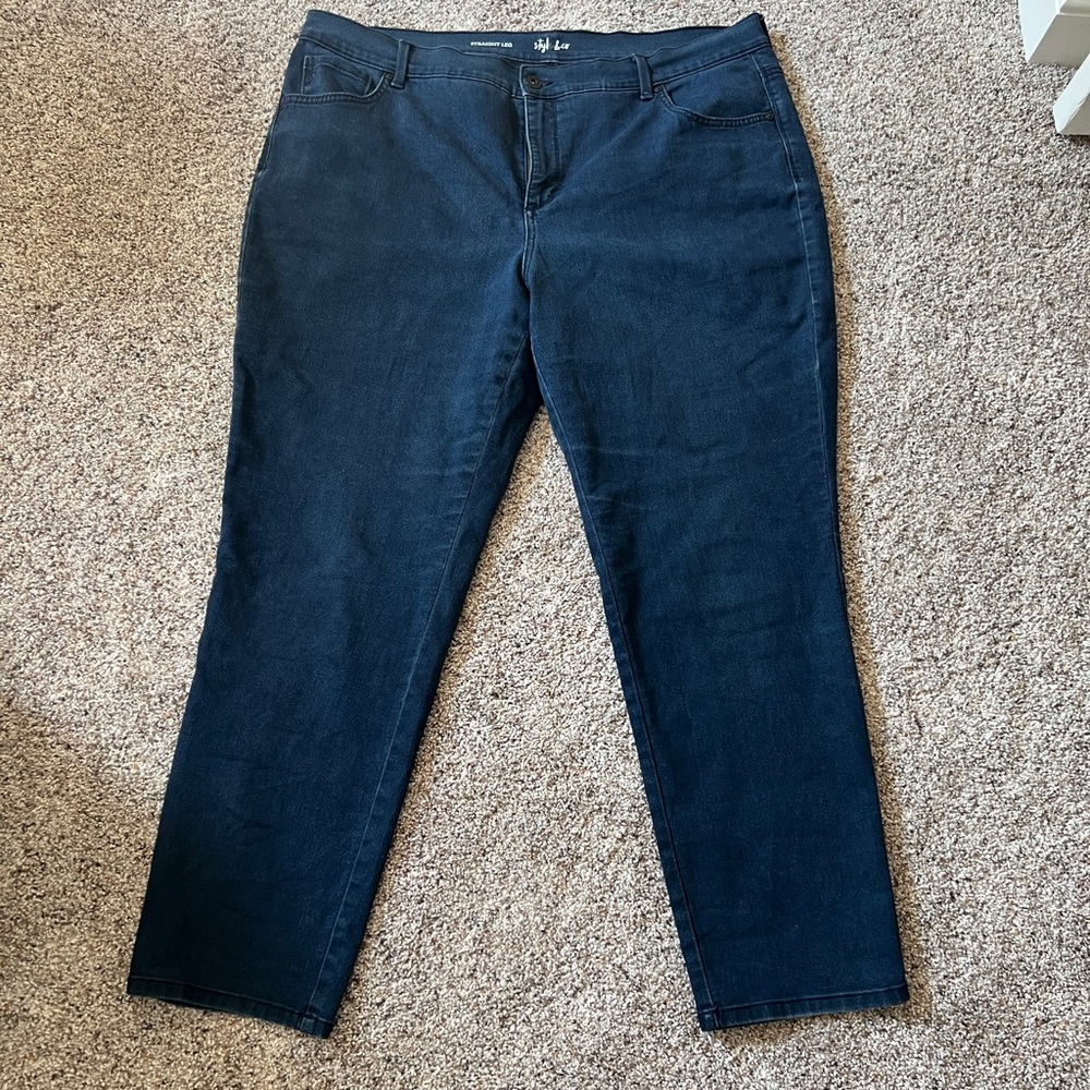 Women's Style & Co 20W dark blue straight leg jeans